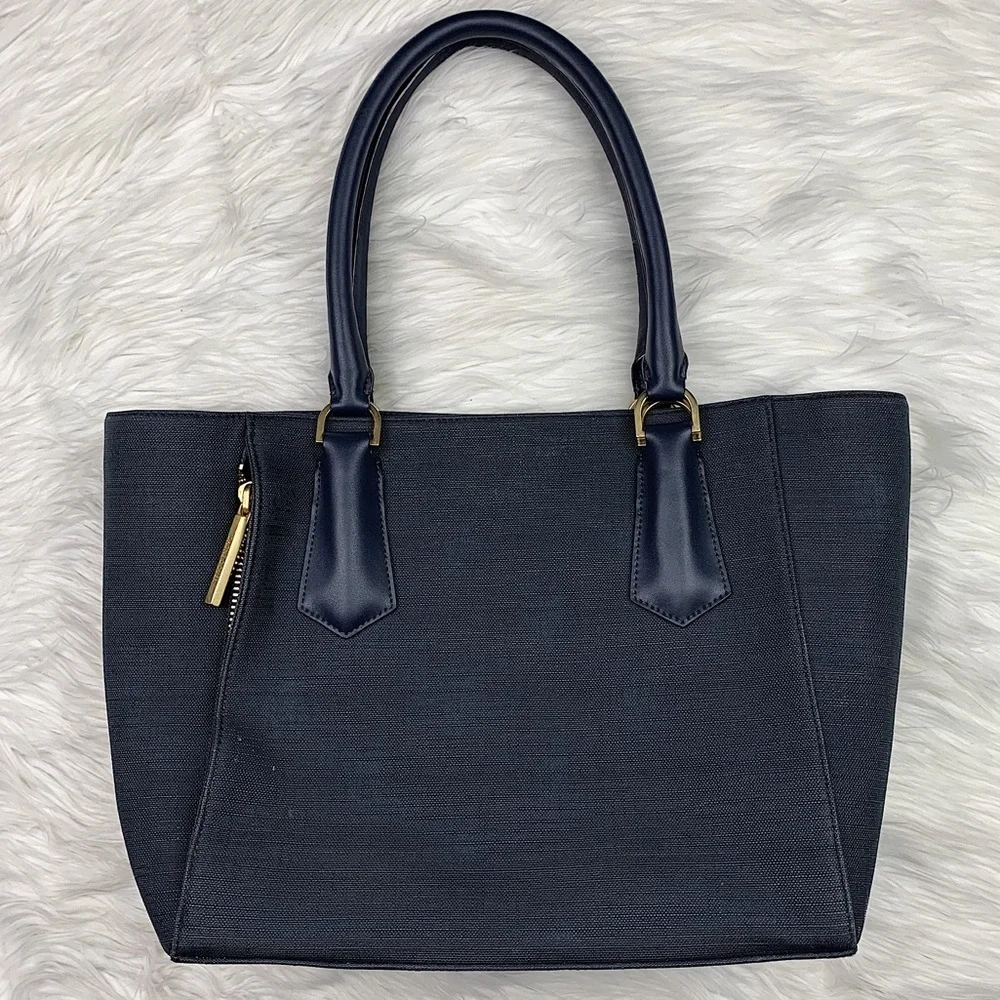 Dagne Dover Mini Midi Leather Tote Midnight Blue
